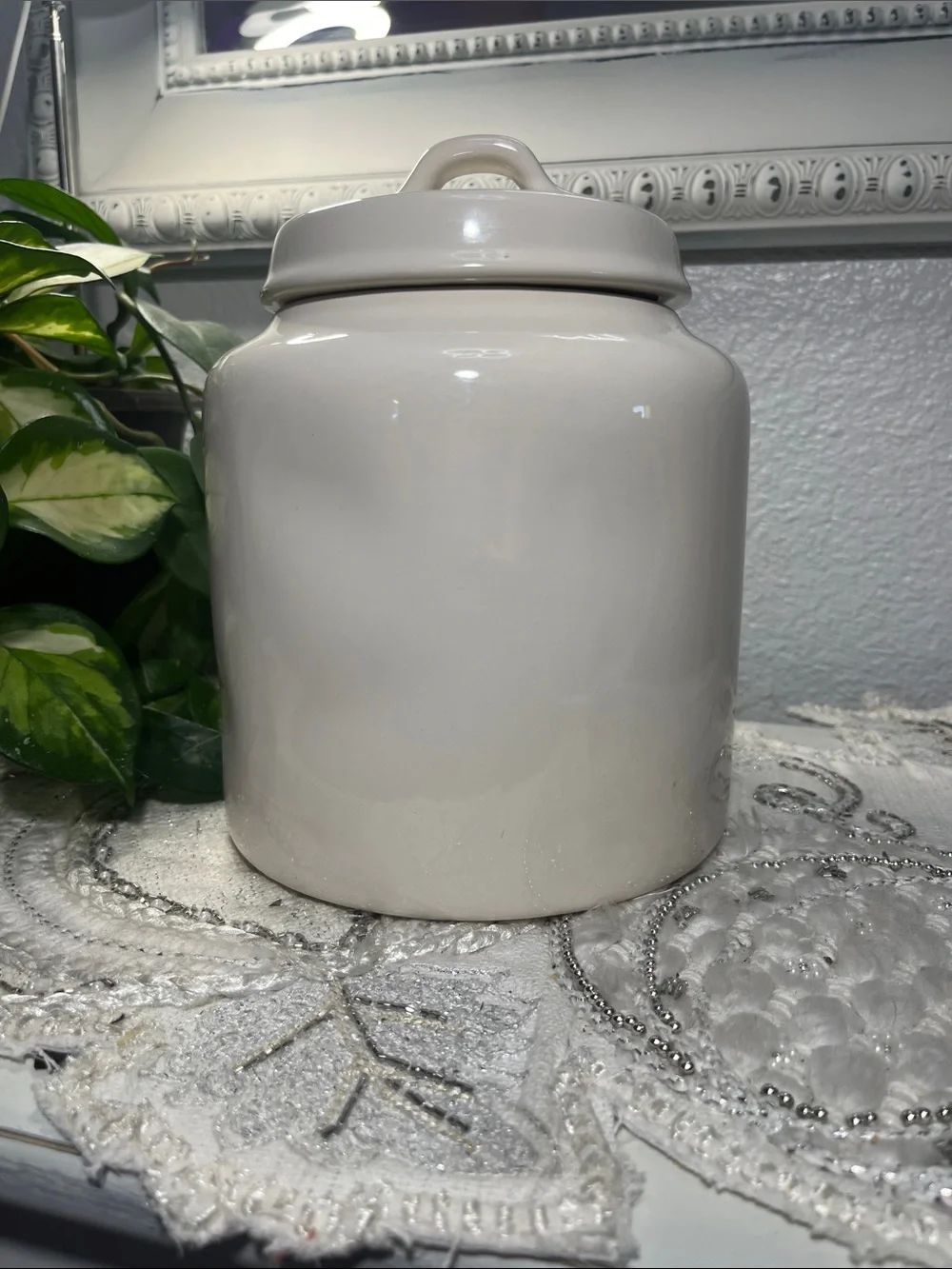 NWOT Rae Dunn Glazed Ceramic Canister w/ Lid